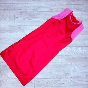 Gioffre orange / pink sleeveless sheer sleeve dress midi size 42 aka 12